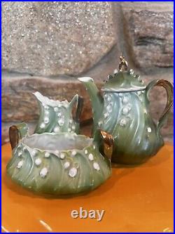 Antique 1901 Art Nouveau Tea Set lily of the valley Fine Porcelain mini miniatur