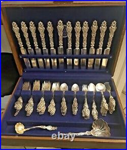 Antique 1902 WHITING Sterling Silver LILY Set for 12 Flowers Letter H Flatware