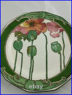 Antique 1921 Royal Doulton Art Nouveau Red Poppies Salad Plates Set of 6 (B8)