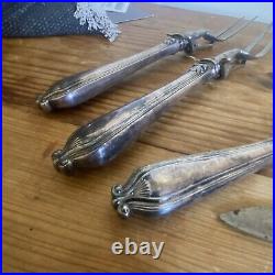 Antique 19thC Art Nouveau Tiffany & Co. Silverplated 5 Piece Knife Carving Set