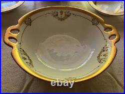 Antique A. W. Pickard, 7 Pc Berry Bowl Set, Art Nouveau, Gilt Trim 1912-1918