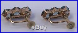 Antique Art Deco Edwardian 10k Rose Gold Blue Zircon Ring & Earrings Set