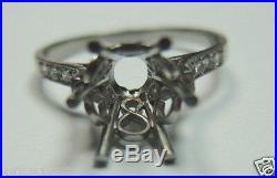 Antique Art Deco Engagement Setting Mounting Platinum Hold 7MM-8MM Ring Size 6.5