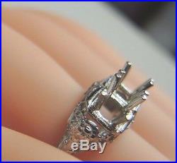 Antique Art Deco Setting Mounting Mount 14K White Gold Hold 5.75MM 2-5MM Sz 6.5