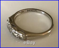 Antique Art Deco Vintage Diamond Engagement&Wedding Band Bridal Ring Set 14k 6.5