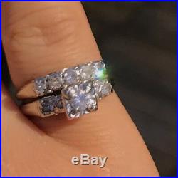 Antique Art Deco Vintage Diamond Engagement&Wedding Band Bridal Ring Set 14k 6.5