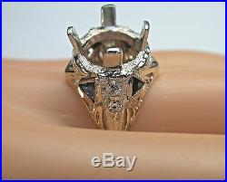 Antique Art Deco Vintage Mounting Setting 10-10.5MM 14K Yellow Gold Ring Sz 6.25