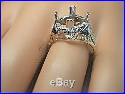 Antique Art Deco Vintage Mounting Setting 10-10.5MM 14K Yellow Gold Ring Sz 6.25