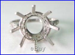 Antique Art Deco Vintage Setting Mounting Hold 10MM-13MM Platinum Ring Size 6.5