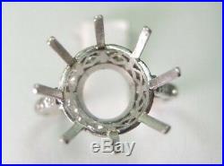 Antique Art Deco Vintage Setting Mounting Hold 10MM-13MM Platinum Ring Size 6.5