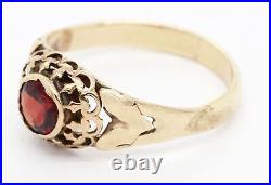 Antique Art Nouveau 0.35ct Red Garnet Band Ring Bezel Set in 14k Yellow Gold