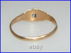 Antique Art Nouveau 10k Rose Gold Rose Cut Diamond Baby Ring! Rare Setting