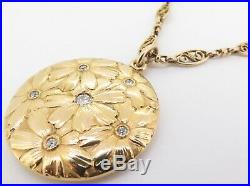 Antique Art Nouveau 14K gold & Old Cut Diamond Set Locket With Chain Val $5400