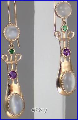 Antique Art Nouveau 15K Gold MURRLE BENNETT Suffragette Necklace Earring Set Box