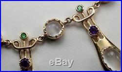 Antique Art Nouveau 15K Gold MURRLE BENNETT Suffragette Necklace Earring Set Box