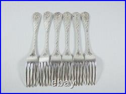 Antique Art Nouveau 1900 Set of 6 German Solid 800 Silver Entree Dessert Forks