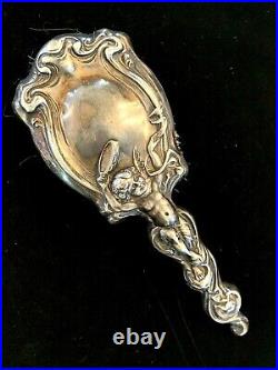 Antique Art Nouveau 3 Piece Vanity Set Derby Silver Co. Silver Plated Circa 1904