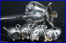 Antique Art Nouveau 800 Silver Mounted Cordial Set Engraved