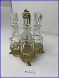 Antique Art Nouveau Art Deco Glass Perfume Bottle Set Display West Germany