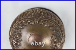 Antique Art Nouveau Bronze Industrial Vanity Set Powder Dish Jar Lid Mold Cherub