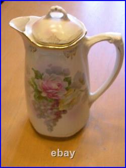 Antique Art Nouveau Demitasse Set Chocolate Set Pot Teapot 6 Cups 4 Saucers
