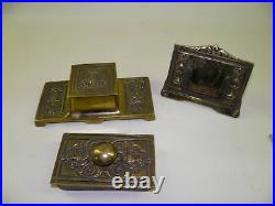 Antique Art Nouveau Desk Set Brass Bradley&Hubbard