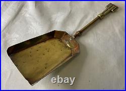 Antique Art Nouveau Fireside Set Brass Copper Crafts Aesthetic Tongs Poker Brush