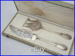 Antique Art Nouveau French All Solid Sterling Silver (950) Fish Serving Set, Box