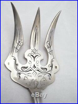 Antique Art Nouveau French All Solid Sterling Silver (950) Fish Serving Set, Box