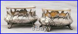Antique Art Nouveau French Sterling Silver (950) Vermeil Salt Cellars Set of 4
