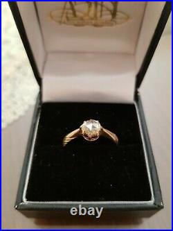 Antique Art Nouveau Old Rose Cut Diamond set on its original 14k Ring