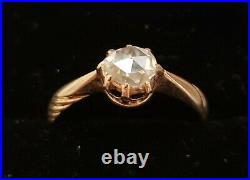 Antique Art Nouveau Old Rose Cut Diamond set on its original 14k Ring