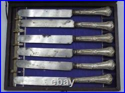 Antique Art Nouveau Serving Early 20th Germany/Europe 6 silver Knives Fork 2Sets