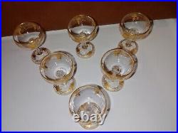Antique Art Nouveau Set Of 6 Saint Louis France Crystal Wine Hock Glass Goblet