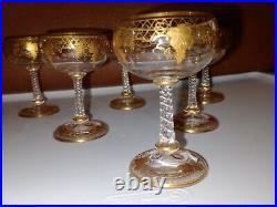 Antique Art Nouveau Set Of 6 Saint Louis France Crystal Wine Hock Glass Goblet