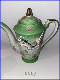 Antique Art Nouveau Shofu Moriage Bone China Dragon Tea Set