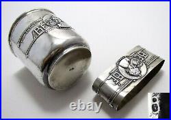 Antique Art Nouveau Solid Silver Childs/Christening Cup Napkin Ring Set Cased