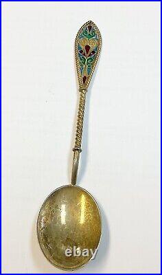 Antique Art Nouveau Sterling Gold Washed Plique A Jour Fork & Spoon Set
