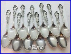 Antique Art Nouveau Sterling Silver Nude Lady Set Of 12 Spoons