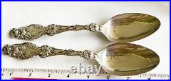 Antique Art Nouveau Sterling Whitings Lily Lg Serving Spoons, Set of Two, 8.25