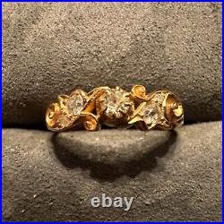 Antique Art Nouveau Victorian 18K Round Prong And Pave Set Diamond Band