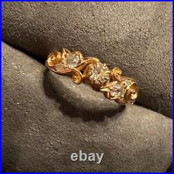 Antique Art Nouveau Victorian 18K Round Prong And Pave Set Diamond Band