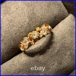 Antique Art Nouveau Victorian 18K Round Prong And Pave Set Diamond Band