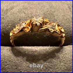 Antique Art Nouveau Victorian 18K Round Prong And Pave Set Diamond Band