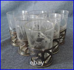 Antique Art Nouveau WMF Liqueur Set Tray with Liqueur Cups