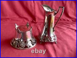 Antique Art Nouveau Wmf Silverplate Cream & Sugar Breakfast Set German Beautiful