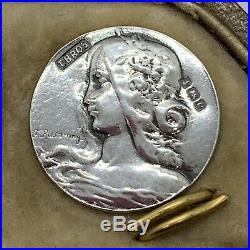 Antique Art Nouveau sterling silver 6 button set round signed Felix Rasumny lady