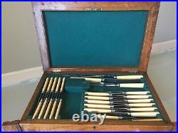 Antique Arts & Crafts Cutlery Canteen Silver Plate Large 87-Pc 12 Place Setting