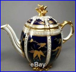 Antique Aynsley c1883 Cobalt Gold Bachelor's Teapot Creamer Sugar Bowl Set RARE