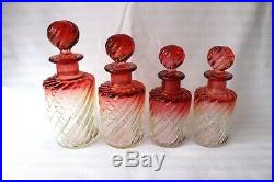 Antique Baccarat crystal vanity set Bambou Tors c 1916